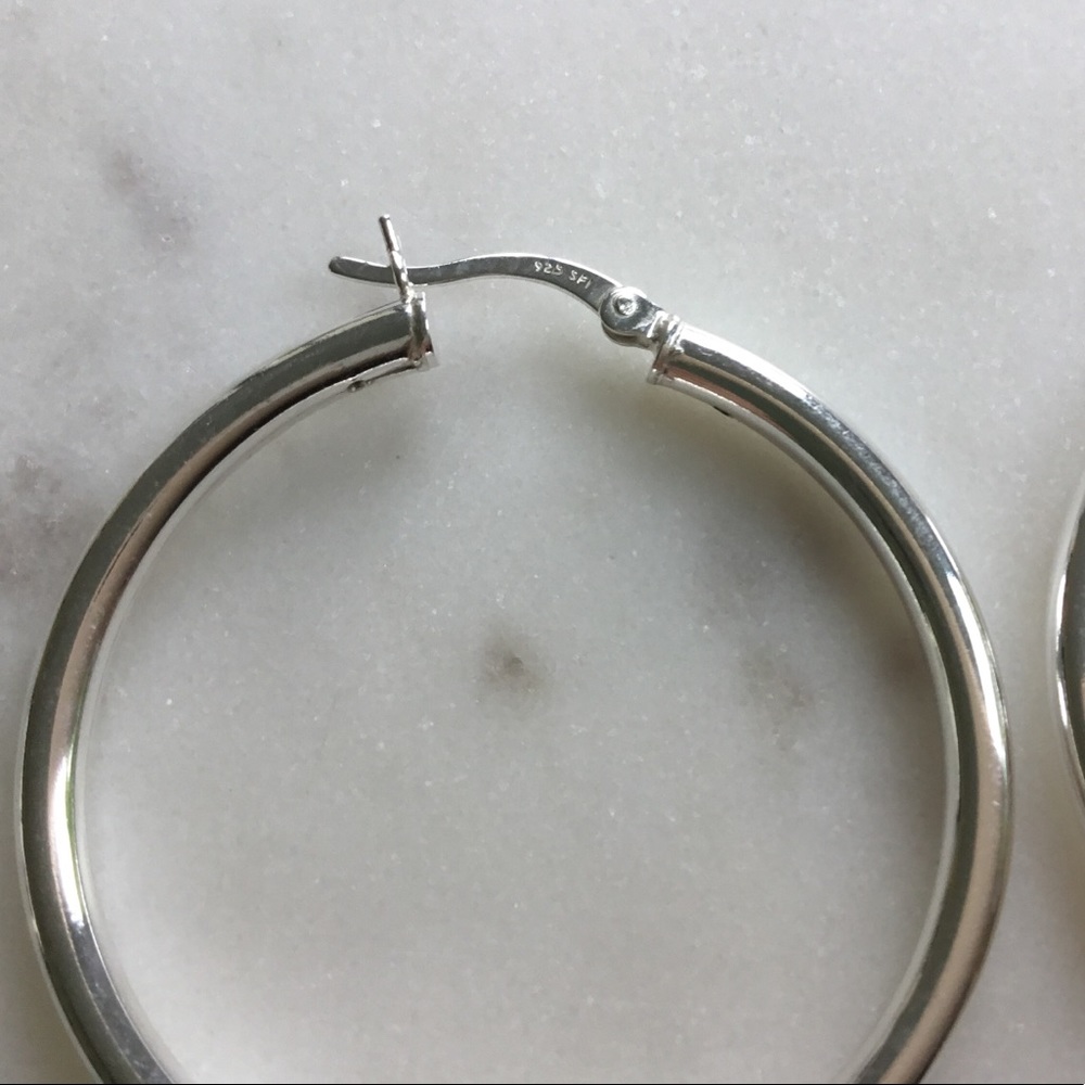 Sterling 3mm Round Tube Hoop Earrings - Picture 16 of 16